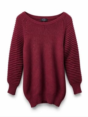 Mark. Burgundy Textured Knit Sweater XL – Ribbed Sleeve Detail